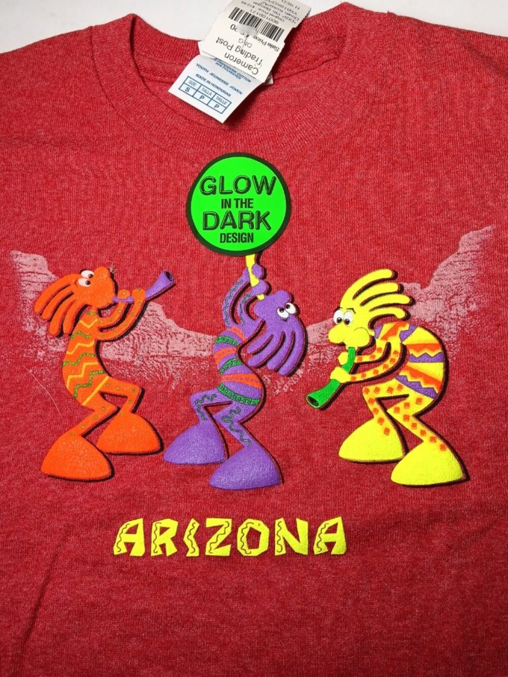 Arizona T Shirt Kids S Kokopelli Glow In The Dark Tribal Flute Tribal Dance NEW